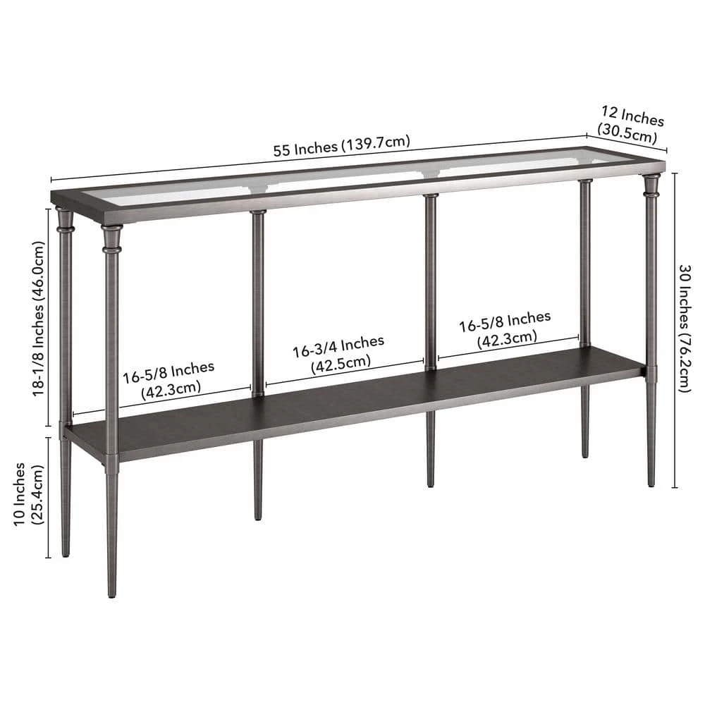 Wholesale ๐ Nellie 55 in. Aged Steel Rectangle Glass Console Table with Solid Metal Shelf by Meyer&Cross ๐ 8 Wholesale ๐ Nellie 55 in. Aged Steel Rectangle Glass Console Table with Solid Metal Shelf by Meyer&Cross ๐ - Image 6
