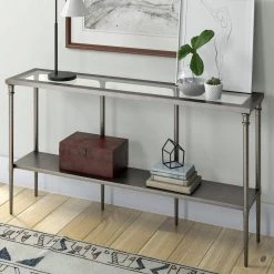 Wholesale ๐ Nellie 55 in. Aged Steel Rectangle Glass Console Table with Solid Metal Shelf by Meyer&Cross ๐ 12 Wholesale ๐ Nellie 55 in. Aged Steel Rectangle Glass Console Table with Solid Metal Shelf by Meyer&Cross ๐ -Outlet Camden Isle Store aged steel meyer cross console tables at0987 4f 1000