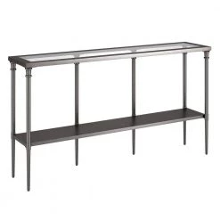 Wholesale 😍 Nellie 55 in. Aged Steel Rectangle Glass Console Table with Solid Metal Shelf by Meyer&Cross 🌟