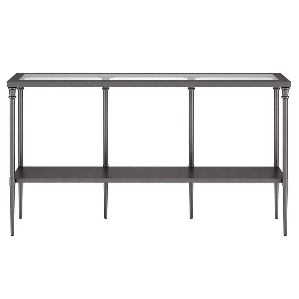 Wholesale ๐ Nellie 55 in. Aged Steel Rectangle Glass Console Table with Solid Metal Shelf by Meyer&Cross ๐ 5 Wholesale ๐ Nellie 55 in. Aged Steel Rectangle Glass Console Table with Solid Metal Shelf by Meyer&Cross ๐ - Image 3