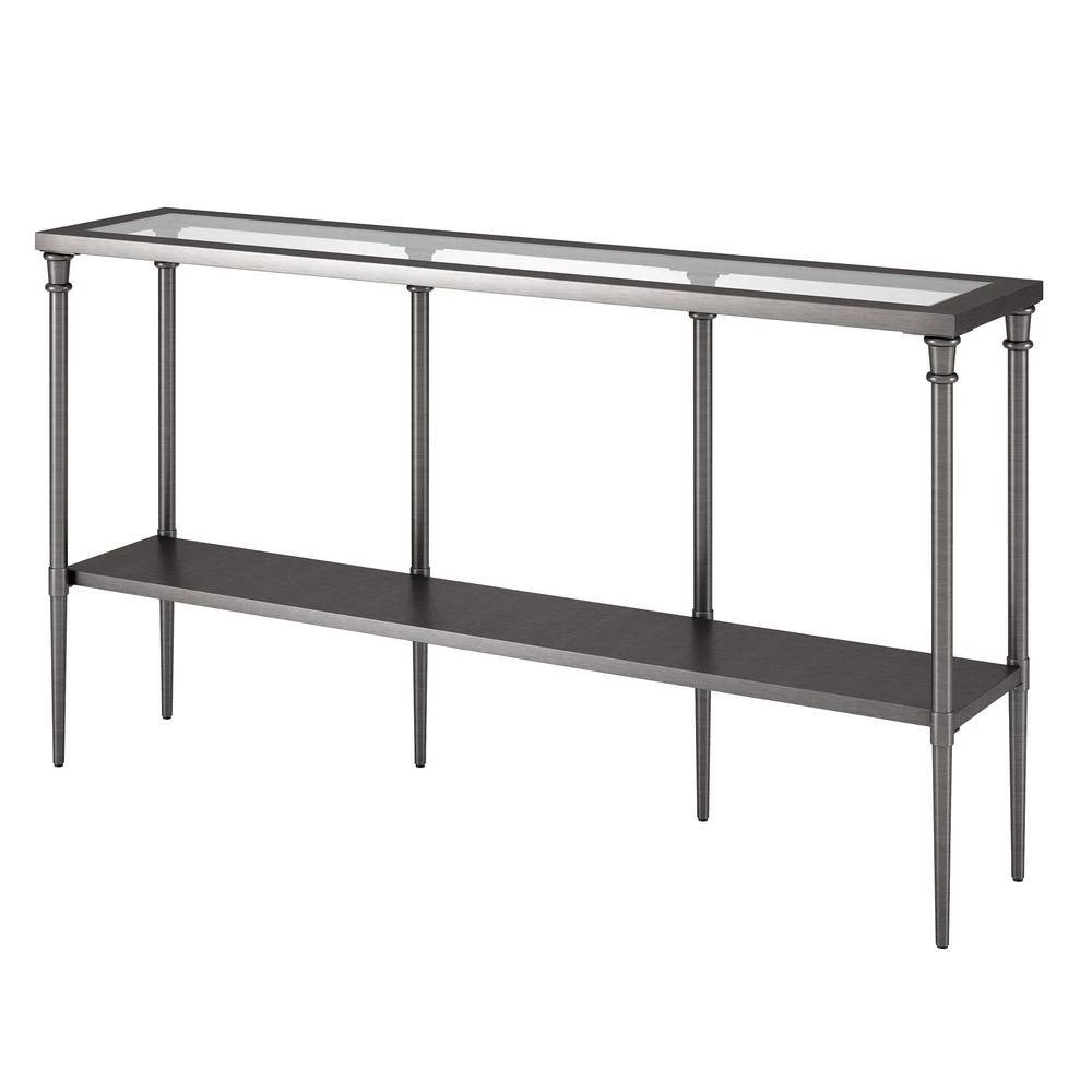 Wholesale ๐ Nellie 55 in. Aged Steel Rectangle Glass Console Table with Solid Metal Shelf by Meyer&Cross ๐ 4 Wholesale ๐ Nellie 55 in. Aged Steel Rectangle Glass Console Table with Solid Metal Shelf by Meyer&Cross ๐ - Image 2