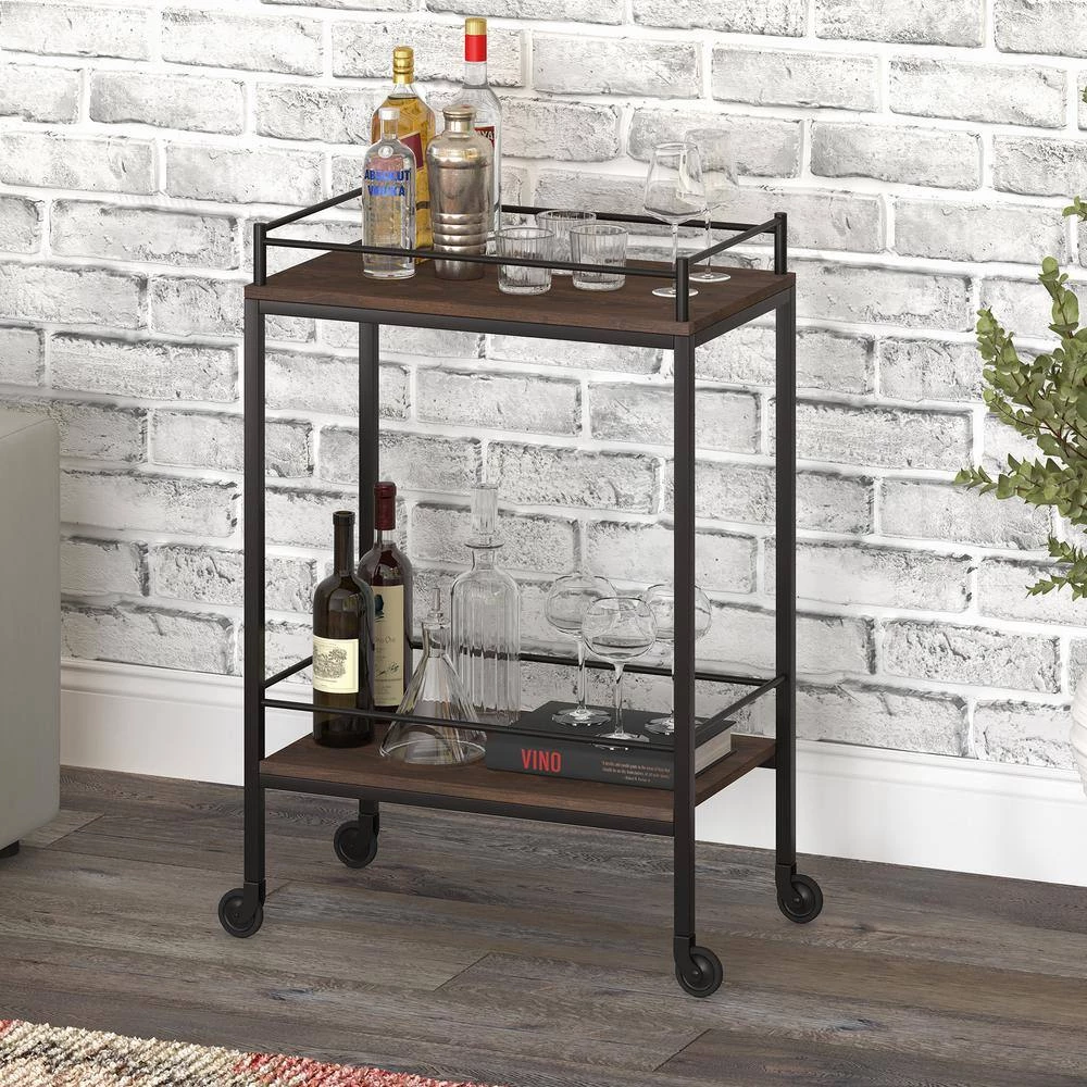 Brand new 🔥 Barnes 23 in. Alder Brown Rectangular Bar Cart by Meyer&Cross ⭐ 6 Brand new 🔥 Barnes 23 in. Alder Brown Rectangular Bar Cart by Meyer&Cross ⭐ - Image 5