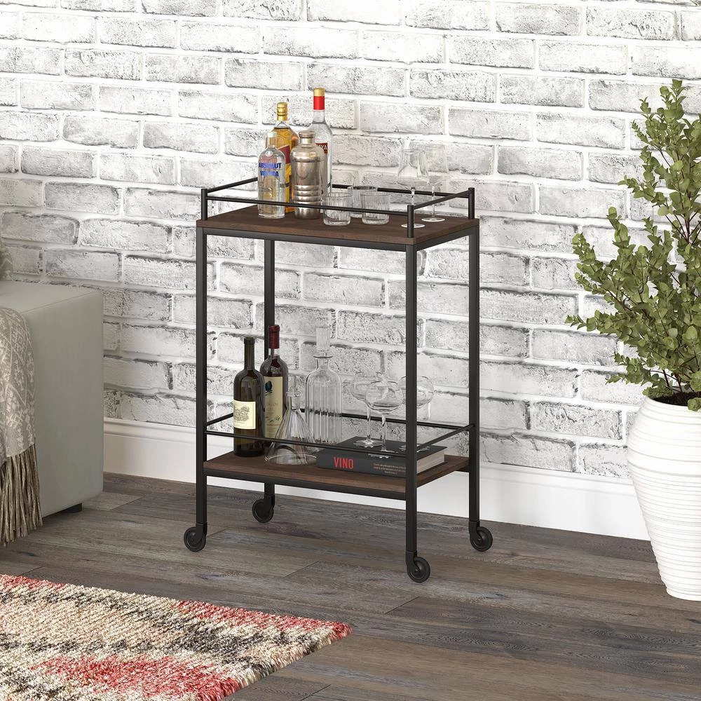 Brand new 🔥 Barnes 23 in. Alder Brown Rectangular Bar Cart by Meyer&Cross ⭐ 5 Brand new 🔥 Barnes 23 in. Alder Brown Rectangular Bar Cart by Meyer&Cross ⭐ - Image 4