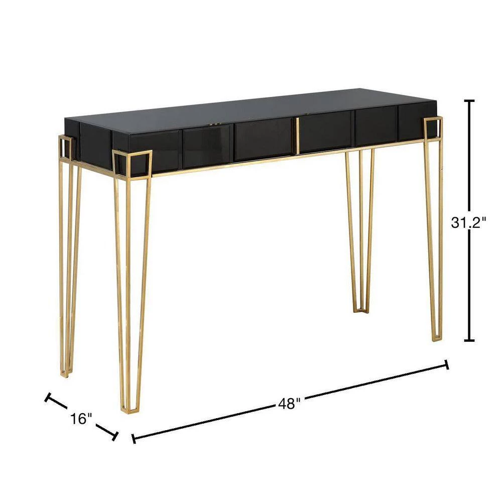 Best Pirce ๐ Daria 48 in. Black Rectangle Mirrored Glass Console Table with Drawers by Camden Isle ๐ฏ 4 Best Pirce ๐ Daria 48 in. Black Rectangle Mirrored Glass Console Table with Drawers by Camden Isle ๐ฏ - Image 3