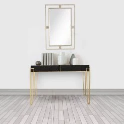 Flash Sale 🎁 Daria Wall Mirror 48 in. Black Rectangle Mirrored Glass Console Table with Drawers by Camden Isle 🔥 -Outlet Camden Isle Store black camden isle console tables 86458 31 1000