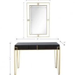 Flash Sale 🎁 Daria Wall Mirror 48 in. Black Rectangle Mirrored Glass Console Table with Drawers by Camden Isle 🔥 -Outlet Camden Isle Store black camden isle console tables 86458 44 1000