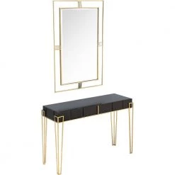 Flash Sale 🎁 Daria Wall Mirror 48 in. Black Rectangle Mirrored Glass Console Table with Drawers by Camden Isle 🔥 -Outlet Camden Isle Store black camden isle console tables 86458 4f 1000
