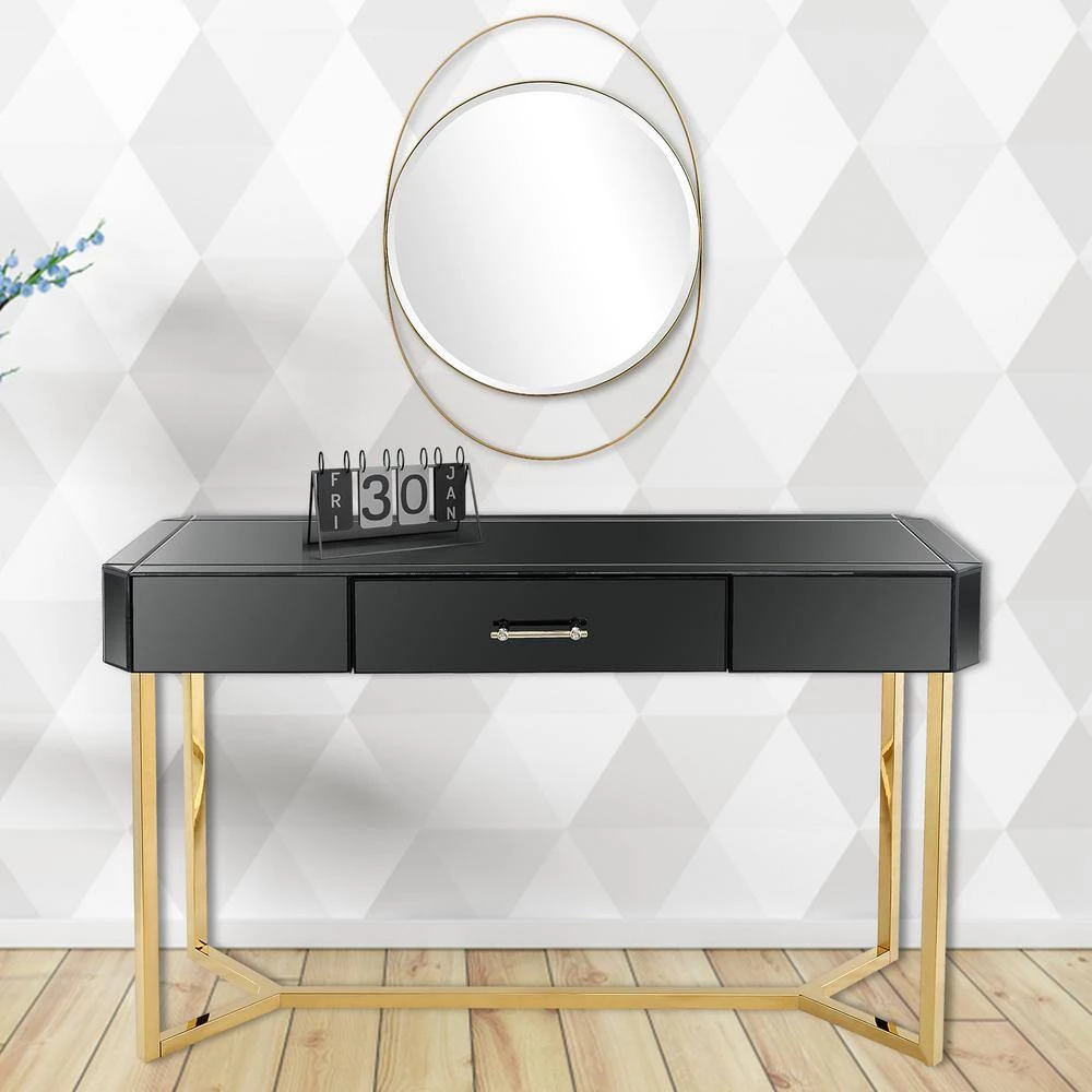 Outlet ๐ Sonya 48 in. Rectangle Black Glass Console Table with Wall Mirror by Camden Isle โ๏ธ 9 Outlet ๐ Sonya 48 in. Rectangle Black Glass Console Table with Wall Mirror by Camden Isle โ๏ธ - Image 7