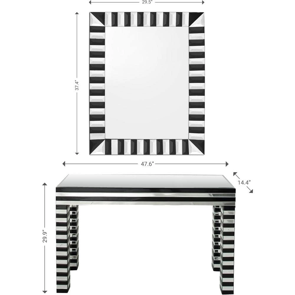 Best Pirce 🛒 Waves 14 in. Black Rectangular Glass Console Table with Mirror by Camden Isle ⌛ 9 Best Pirce 🛒 Waves 14 in. Black Rectangular Glass Console Table with Mirror by Camden Isle ⌛ - Image 7