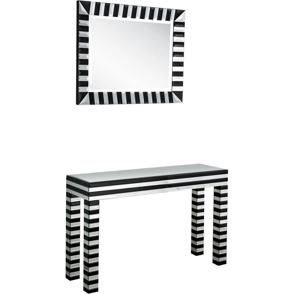 Best Pirce 🛒 Waves 14 in. Black Rectangular Glass Console Table with Mirror by Camden Isle ⌛ 4 Best Pirce 🛒 Waves 14 in. Black Rectangular Glass Console Table with Mirror by Camden Isle ⌛ - Image 2