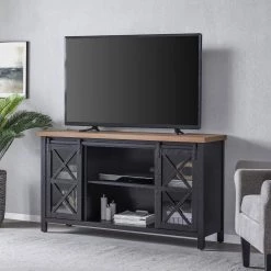 Buy 🧨 Clementine 58 in. Black Grain and Golden Brown TV Stand Fits TV's up to 65 in. by Meyer&Cross 🎉 -Outlet Camden Isle Store black grain golden brown meyer cross tv stands tv1388 31 1000