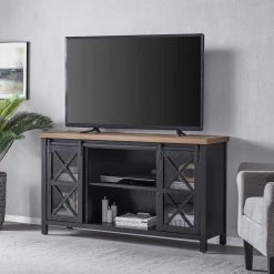 Buy 🧨 Clementine 58 in. Black Grain and Golden Brown TV Stand Fits TV's up to 65 in. by Meyer&Cross 🎉 -Outlet Camden Isle Store black grain golden brown meyer cross tv stands tv1388 77 1000