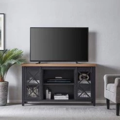Buy 🧨 Clementine 58 in. Black Grain and Golden Brown TV Stand Fits TV's up to 65 in. by Meyer&Cross 🎉 -Outlet Camden Isle Store black grain golden brown meyer cross tv stands tv1388 c3 1000