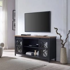 Wholesale 😍 Clementine 68 in. Black Grain and Golden Brown TV Stand Fits TV's up to 65 in. by Meyer&Cross 😉 -Outlet Camden Isle Store black grain golden brown meyer cross tv stands tv1392 77 1000