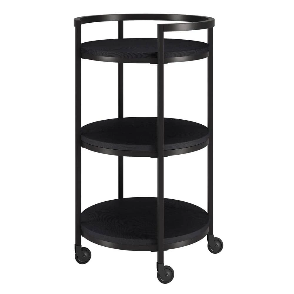 New 👍 Graham 21 in. Black Grain Round Bar Cart by Meyer&Cross 🎁 8 New 👍 Graham 21 in. Black Grain Round Bar Cart by Meyer&Cross 🎁 - Image 6