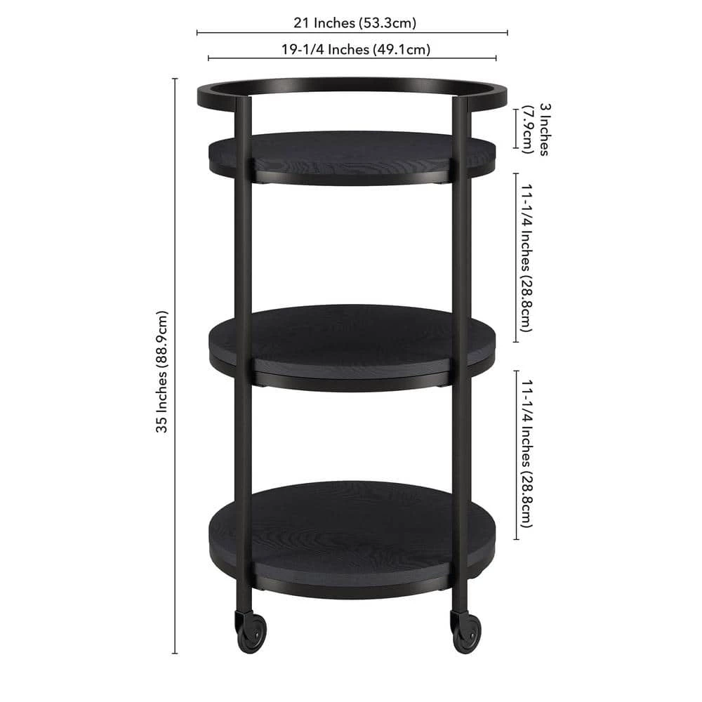 New 👍 Graham 21 in. Black Grain Round Bar Cart by Meyer&Cross 🎁 9 New 👍 Graham 21 in. Black Grain Round Bar Cart by Meyer&Cross 🎁 - Image 7