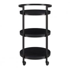 New 👍 Graham 21 in. Black Grain Round Bar Cart by Meyer&Cross 🎁