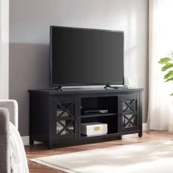 New 🔔 Colton 58 in. Black Grain TV Stand Fits TV's up to 65 in. by Meyer&Cross ❤️ -Outlet Camden Isle Store black grain meyer cross tv stands tv1383 31 1000