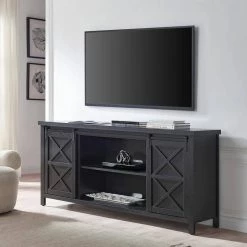 Hot Sale ✨ Elmwood 68 in. Black Grain TV Stand Fits TV's up to 80 in. by Meyer&Cross 🔔 -Outlet Camden Isle Store black grain meyer cross tv stands tv1396 31 1000