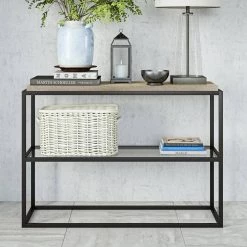 Best Pirce 🌟 Hector 42 in. Oak/Black Standard Rectangle Wood Console Table with Storage by Meyer&Cross 👍 12 Best Pirce 🌟 Hector 42 in. Oak/Black Standard Rectangle Wood Console Table with Storage by Meyer&Cross 👍 -Outlet Camden Isle Store black meyer cross console tables at0196 1f 1000