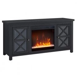 Hot Sale โญ Colton 47.75 in. Black TV Stand Fits TV's up to 55 in. with Crystal Fireplace Insert by Meyer&Cross ๐