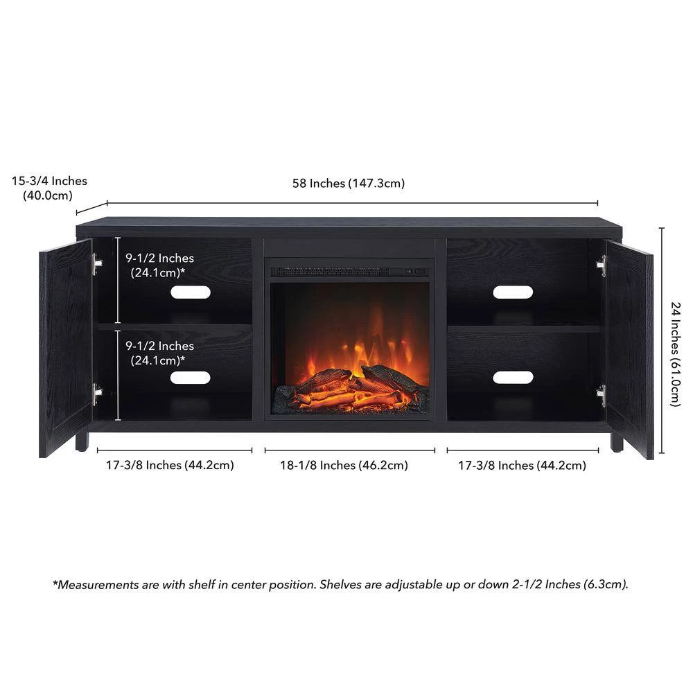 Promo 😉 Granger 58 in. Black TV Stand Fits TV's up to 65 in. with Log Fireplace Insert by Meyer&Cross ⭐ 9 Promo 😉 Granger 58 in. Black TV Stand Fits TV's up to 65 in. with Log Fireplace Insert by Meyer&Cross ⭐ - Image 7