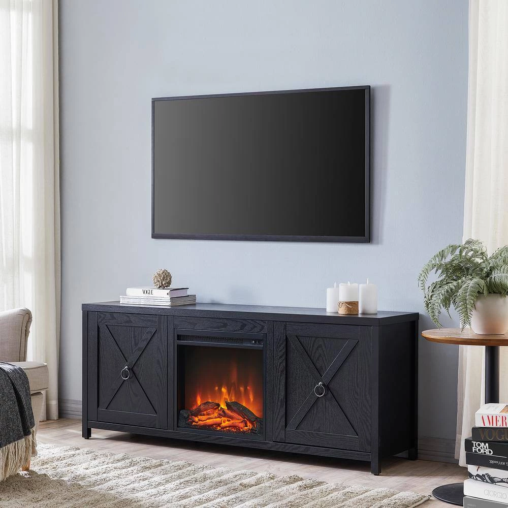 Promo 😉 Granger 58 in. Black TV Stand Fits TV's up to 65 in. with Log Fireplace Insert by Meyer&Cross ⭐ 8 Promo 😉 Granger 58 in. Black TV Stand Fits TV's up to 65 in. with Log Fireplace Insert by Meyer&Cross ⭐ - Image 6