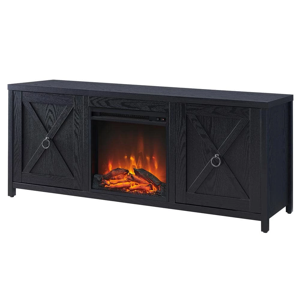 Promo 😉 Granger 58 in. Black TV Stand Fits TV's up to 65 in. with Log Fireplace Insert by Meyer&Cross ⭐ 4 Promo 😉 Granger 58 in. Black TV Stand Fits TV's up to 65 in. with Log Fireplace Insert by Meyer&Cross ⭐ - Image 2