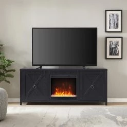 Wholesale ⌛ Granger 58 in. Black TV Stand Fits TV's up to 65 in. with Crystal Fireplace Insert by Meyer&Cross 🥰 -Outlet Camden Isle Store black meyer cross tv stands tv1093 31 1000