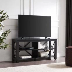 New ⭐ Sawyer 50 in. Black TV Stand Fits TV's up to 55 in. by Meyer&Cross 👏 -Outlet Camden Isle Store black meyer cross tv stands tv1300 77 1000