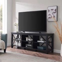 Top 10 🔔 Sawyer 68 in. Black TV Stand Fits TV's up to 80 in. by Meyer&Cross ⭐ -Outlet Camden Isle Store black meyer cross tv stands tv1304 77 1000