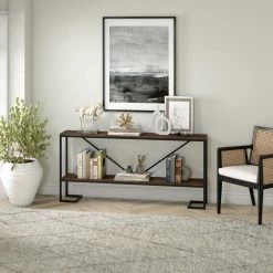 Cheapest 🧨 Phoebe 64 in.Blackened Bronze and Alder Brown Console Table with MDF Top by Meyer&Cross ❤️ -Outlet Camden Isle Store blackened bronze alder brown meyer cross console tables at1488 c3 1000