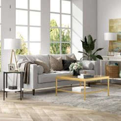 Deals 🔔 Otto 20 in. Blackened Bronze Round Glass Side Table with Faux Marble Shelf by Meyer&Cross 🔔 -Outlet Camden Isle Store blackened bronze and faux marble meyer cross end side tables st0838 31 1000