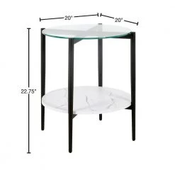 Deals 🔔 Otto 20 in. Blackened Bronze Round Glass Side Table with Faux Marble Shelf by Meyer&Cross 🔔 -Outlet Camden Isle Store blackened bronze and faux marble meyer cross end side tables st0838 40 1000