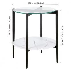 Deals 🔔 Otto 20 in. Blackened Bronze Round Glass Side Table with Faux Marble Shelf by Meyer&Cross 🔔 -Outlet Camden Isle Store blackened bronze and faux marble meyer cross end side tables st0838 fa 1000