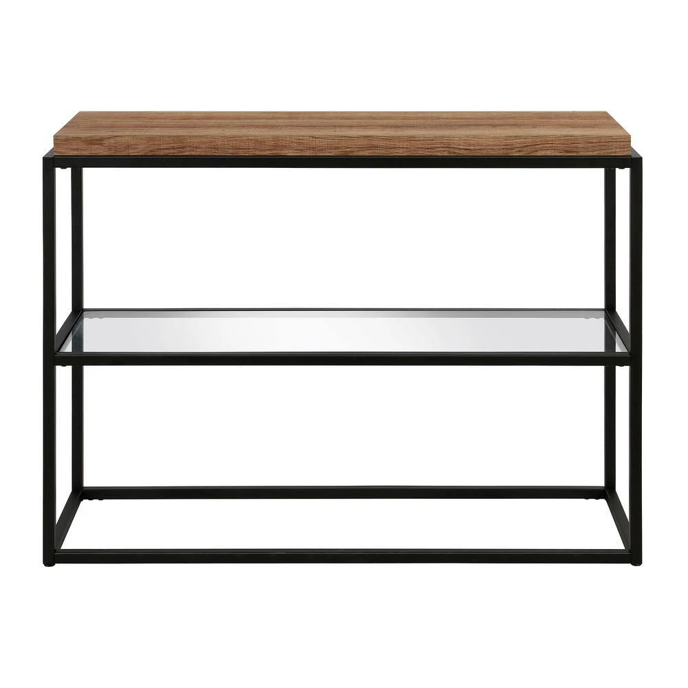 Best Pirce ❤️ Hector 31 in. Blackened Bronze and Rustic Oak Rectangle MDF Wood Console Table with Glass Shelf by Meyer&Cross 🎉 6 Best Pirce ❤️ Hector 31 in. Blackened Bronze and Rustic Oak Rectangle MDF Wood Console Table with Glass Shelf by Meyer&Cross 🎉 - Image 4