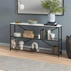 Best reviews of ⭐ Fionn 55 in. Blackened Bronze Console Table with Faux Marble Top by Meyer&Cross ✔️ -Outlet Camden Isle Store blackened bronze faux marble meyer cross console tables at1540 4f 1000