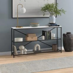Best reviews of ⭐ Fionn 55 in. Blackened Bronze Console Table with Faux Marble Top by Meyer&Cross ✔️ -Outlet Camden Isle Store blackened bronze faux marble meyer cross console tables at1540 77 1000