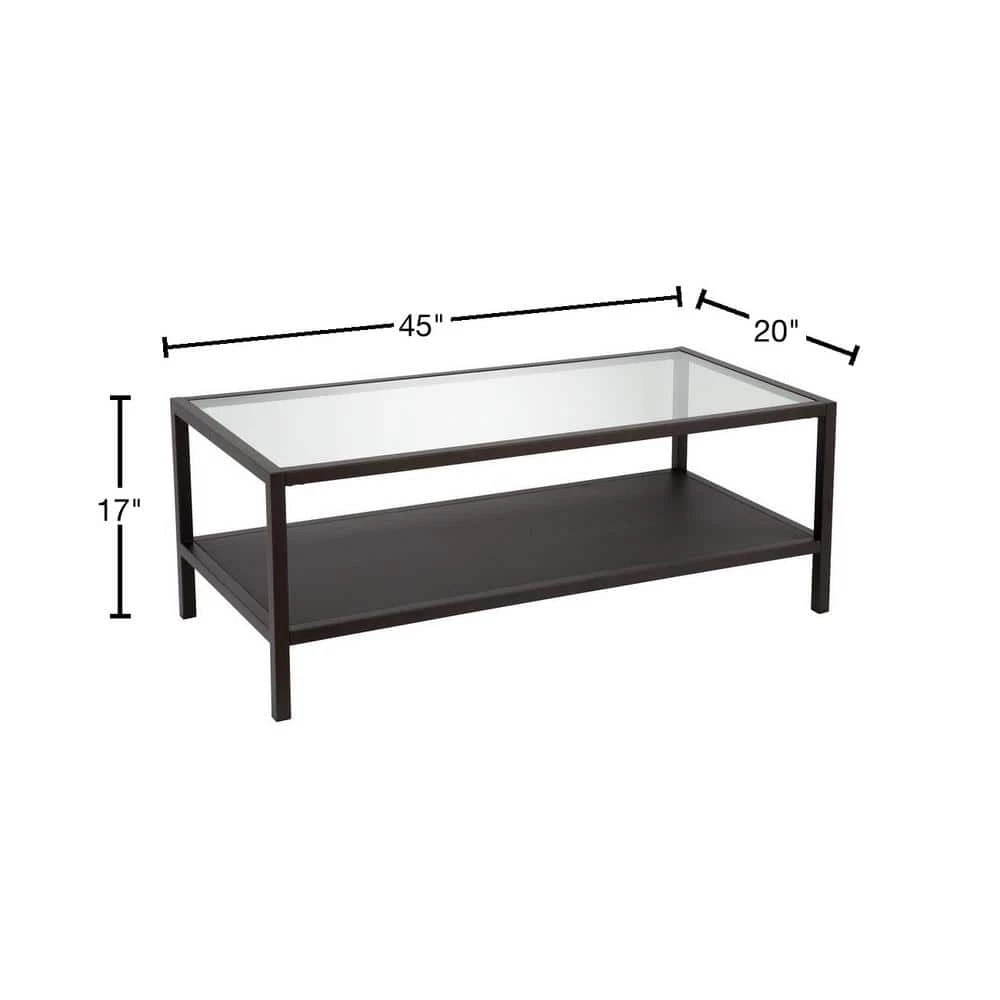 Hot Sale 🧨 Rigan 45 in. Blackened Bronze Large Rectangle Glass Coffee Table with Shelf by Meyer&Cross ✔️ 5 Hot Sale 🧨 Rigan 45 in. Blackened Bronze Large Rectangle Glass Coffee Table with Shelf by Meyer&Cross ✔️ - Image 3
