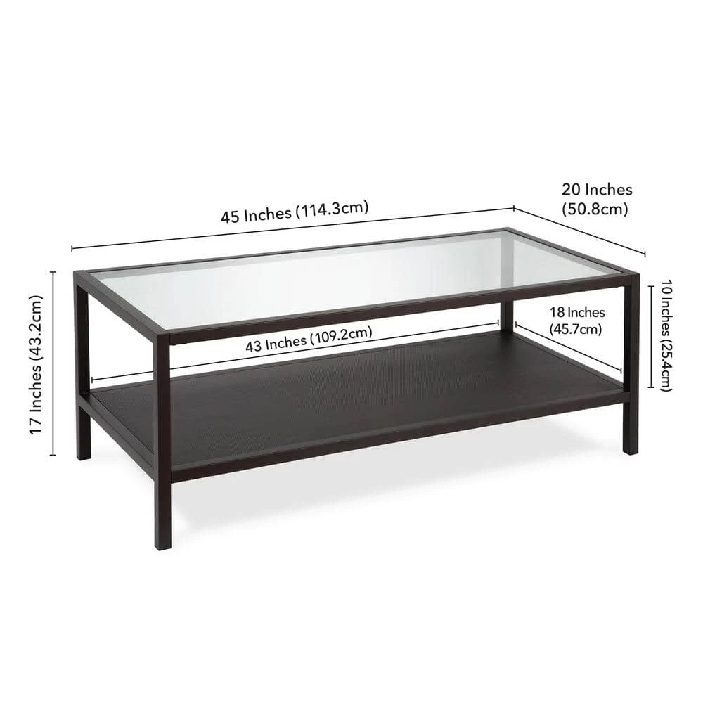 Hot Sale 🧨 Rigan 45 in. Blackened Bronze Large Rectangle Glass Coffee Table with Shelf by Meyer&Cross ✔️ 9 Hot Sale 🧨 Rigan 45 in. Blackened Bronze Large Rectangle Glass Coffee Table with Shelf by Meyer&Cross ✔️ - Image 7