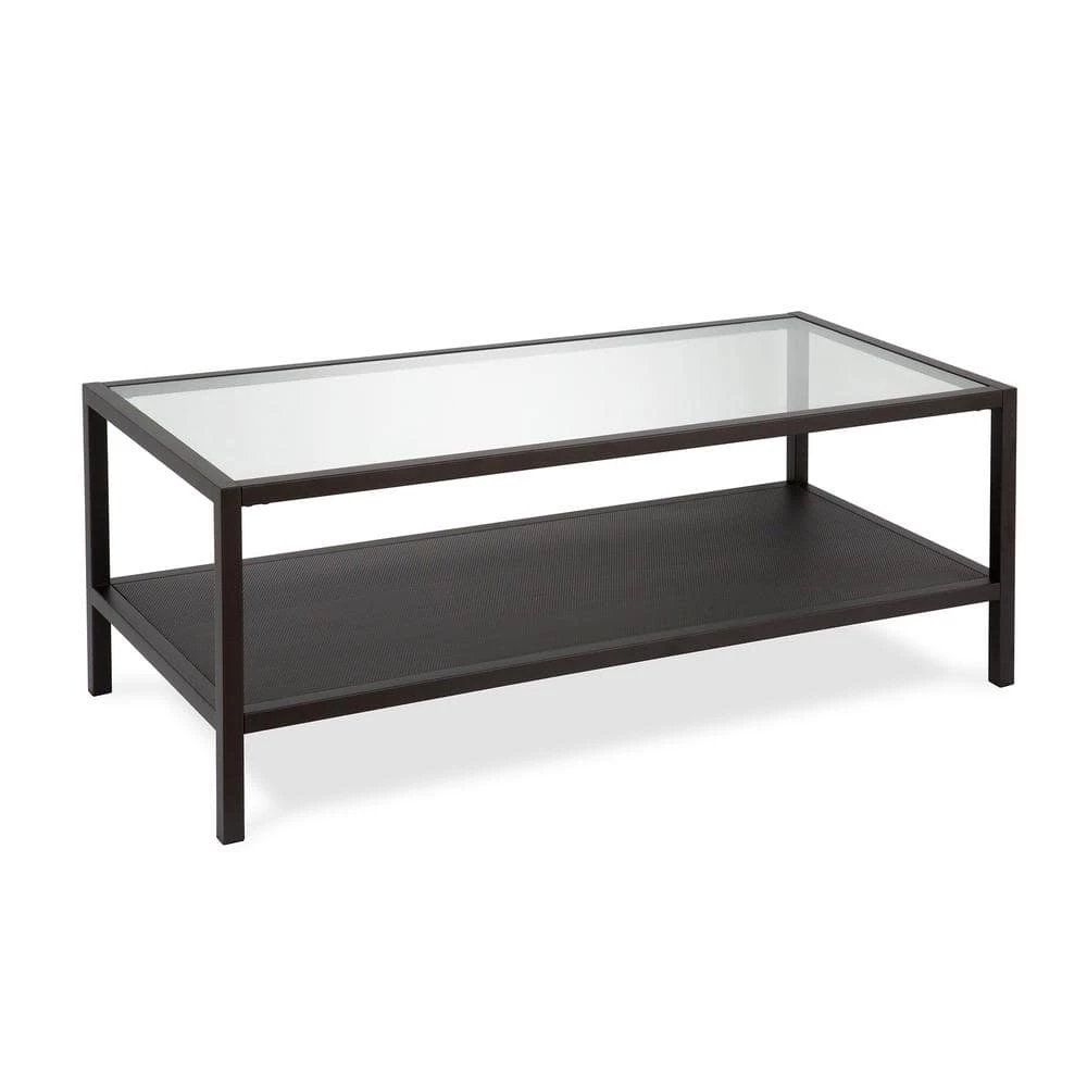 Hot Sale 🧨 Rigan 45 in. Blackened Bronze Large Rectangle Glass Coffee Table with Shelf by Meyer&Cross ✔️ 6 Hot Sale 🧨 Rigan 45 in. Blackened Bronze Large Rectangle Glass Coffee Table with Shelf by Meyer&Cross ✔️ - Image 4