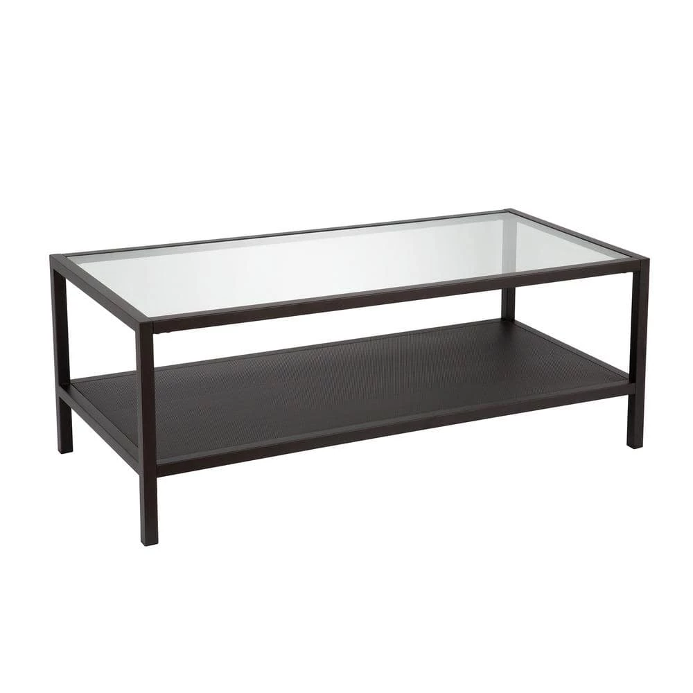 Hot Sale 🧨 Rigan 45 in. Blackened Bronze Large Rectangle Glass Coffee Table with Shelf by Meyer&Cross ✔️ 4 Hot Sale 🧨 Rigan 45 in. Blackened Bronze Large Rectangle Glass Coffee Table with Shelf by Meyer&Cross ✔️ - Image 2