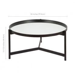 Best deal 🔔 Kismet 36 in. Blackened Bronze Medium Round Glass Coffee Table with Mirrored Top by Meyer&Cross 😀 -Outlet Camden Isle Store blackened bronze meyer cross coffee tables ct0092 44 1000
