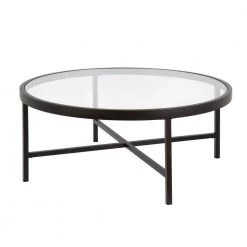 Best reviews of ❤️ Sivil 36 in. Blackened Bronze Medium Round Glass Coffee Table by Meyer&Cross 🥰