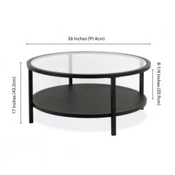 Best deal 🤩 Rigan 36 in. Blackened Bronze/Clear Medium Round Glass Coffee Table with Shelf by Meyer&Cross 😍 -Outlet Camden Isle Store blackened bronze meyer cross coffee tables ct0131 1f 1000