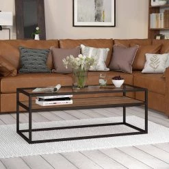 Coupon ✨ Addison 46 in. Blackened Bronze Large Rectangle Wood Coffee Table with Shelf by Meyer&Cross 💯 -Outlet Camden Isle Store blackened bronze meyer cross coffee tables ct0160 4f 1000