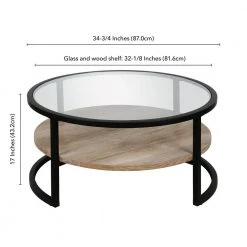 Hot Sale ❤️ Winston 35 in. Clear/Black/Bronze Medium Round Glass Coffee Table with Shelf by Meyer&Cross ⌛ -Outlet Camden Isle Store blackened bronze meyer cross coffee tables ct0224 4f 1000