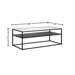 Coupon 🎉 Ada 46 in. Blackened Bronze Large Rectangle Glass Coffee Table with Shelf by Meyer&Cross 🔔 -Outlet Camden Isle Store blackened bronze meyer cross coffee tables ct0356 40 1000