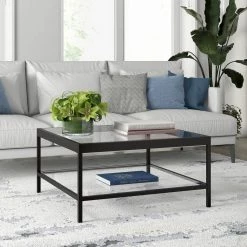 Buy 👏 Alexis 32 in. Blackened Bronze Square Glass Coffee Table by Meyer&Cross 🛒 -Outlet Camden Isle Store blackened bronze meyer cross coffee tables ct0696 4f 1000
