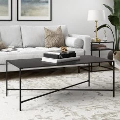 Promo 🎉 Henley 48 in. Blackened Bronze Rectangle Metal Coffee Table by Meyer&Cross 🤩 -Outlet Camden Isle Store blackened bronze meyer cross coffee tables ct0826 4f 1000